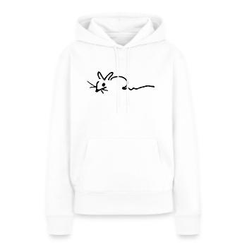 Fledias MAUSI - Frauen Premium Bio Hoodie - Weiß - Vorne - Julia (174cm)
