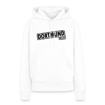 Dortmund - 0231 - Indicatif Régional - Sweat à capuche Premium bio Femme - blanc - Devant - Julia (174cm)