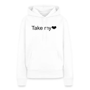 Prenez mon - Sweat à capuche Premium bio Femme - blanc - Devant - Julia (174cm)