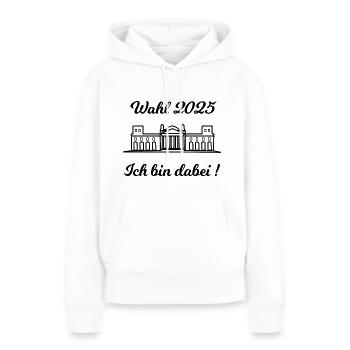 Politique et élections 2025 - Sweat à capuche Premium bio Femme - blanc - Devant - Julia (174cm)