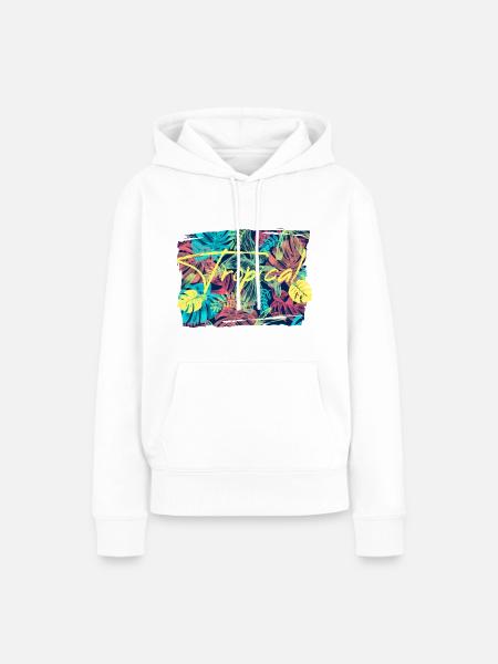 Tropische Blätter - Frauen Premium Bio Hoodie - Weiß