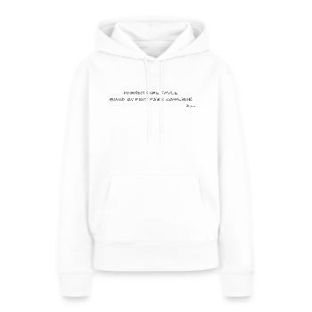 Devise Shadok seule 03 - Sweat à capuche Premium bio Femme - blanc - Devant - Julia (174cm)