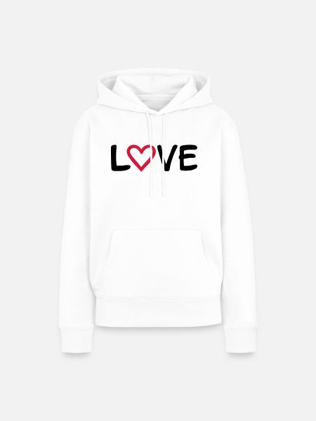 Love - Frauen Premium Bio Hoodie - Weiß