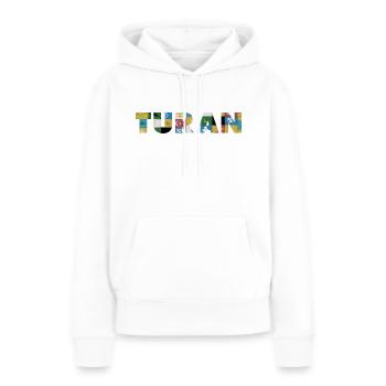 Turan - Frauen Premium Bio Hoodie - Weiß - Vorne - Julia (174cm)