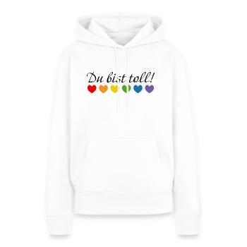 Regenbogenherzchen du bist toll - Frauen Premium Bio Hoodie - Weiß - Vorne - Julia (174cm)