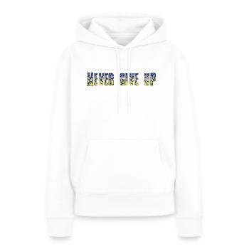 N’abandonnez jamais - Sweat à capuche Premium bio Femme - blanc - Devant - Julia (174cm)