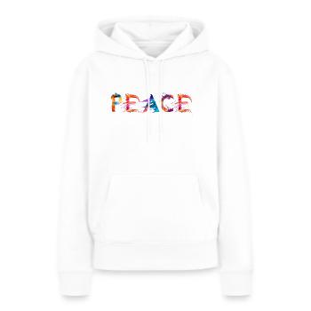 Peace - Sweat à capuche Premium bio Femme - blanc - Devant - Julia (174cm)