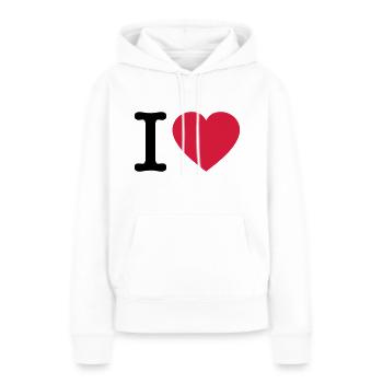 I Love >> tes propres paroles << - Sweat à capuche Premium bio Femme - blanc - Devant - Julia (174cm)