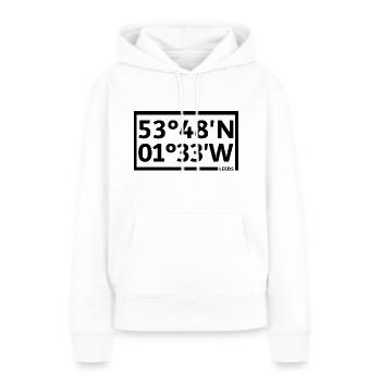 Coordonnées de Leeds - Sweat à capuche Premium bio Femme - blanc - Devant - Julia (174cm)