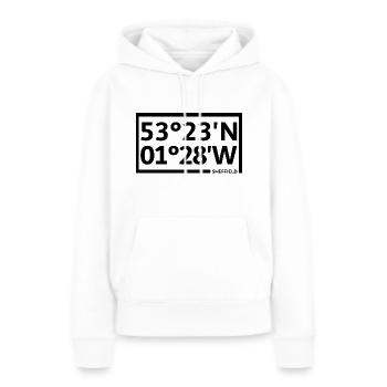 Coordonnées de Sheffield - Sweat à capuche Premium bio Femme - blanc - Devant - Julia (174cm)