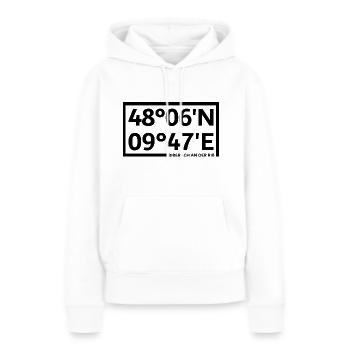 Biberach an der Riß Koordinaten - Frauen Premium Bio Hoodie - Weiß - Vorne - Julia (174cm)