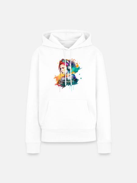 Farb DJane - Frauen Premium Bio Hoodie - Weiß