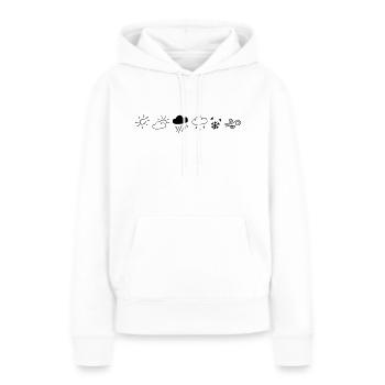 Wetterleiste,Sonne,Regen,Schnee,bewölkt,Wind, - Frauen Premium Bio Hoodie - Weiß - Vorne - Julia (174cm)