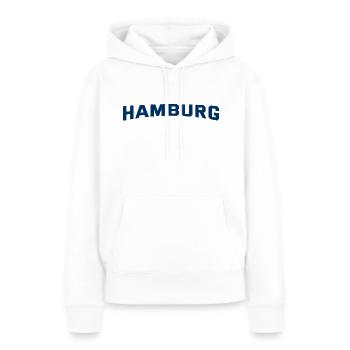 Hamburg Slogan - Hansestadt - Hamburger Hafen - Frauen Premium Bio Hoodie - Weiß - Vorne - Julia (174cm)