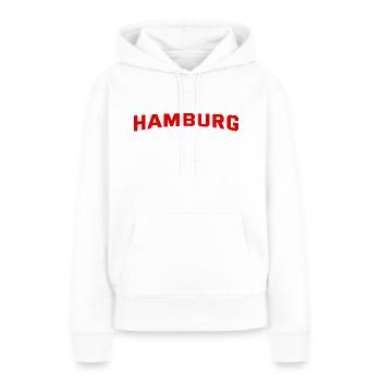 Hamburg Slogan - Hansestadt - Hamburger Hafen - Frauen Premium Bio Hoodie - Weiß - Vorne - Julia (174cm)