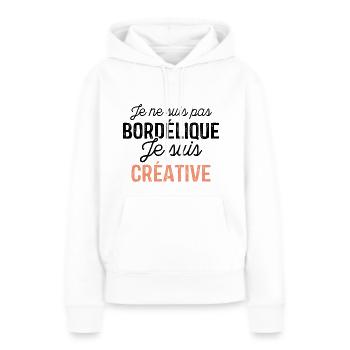 Je ne suis pas bordélique je suis créative - Sweat à capuche Premium bio Femme - blanc - Devant - Julia (174cm)