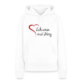 Lehrerin mit Herz – Abschiedsgeschenk - Frauen Premium Bio Hoodie - Weiß - Vorne - Julia (174cm)