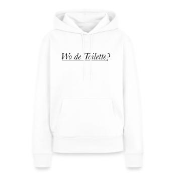 Eau de Toilette - Wo de Toilette? - Frauen Premium Bio Hoodie - Weiß - Vorne - Julia (174cm)