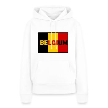 Hourra les Belges - Sweat à capuche Premium bio Femme - blanc - Devant - Julia (174cm)