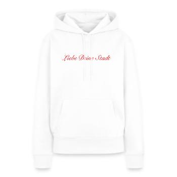 Liebe Deine Stadt red - Frauen Premium Bio Hoodie - Weiß - Vorne - Julia (174cm)