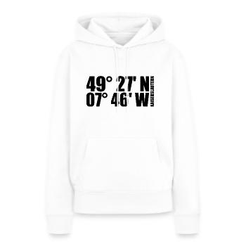 Coordonnées de Kaiserslautern - Sweat à capuche Premium bio Femme - blanc - Devant - Julia (174cm)