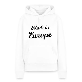 Né en Europe - Sweat à capuche Premium bio Femme - blanc - Devant - Julia (174cm)