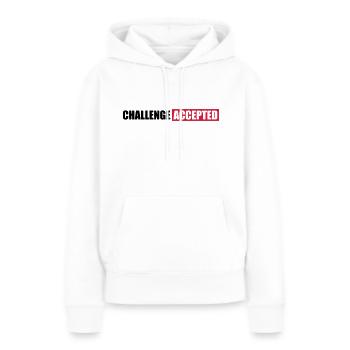 Contester le texte accepté Design - Sweat à capuche Premium bio Femme - blanc - Devant - Julia (174cm)