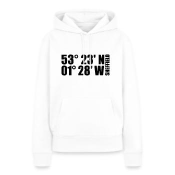 Coordonnées de Sheffield - Sweat à capuche Premium bio Femme - blanc - Devant - Julia (174cm)