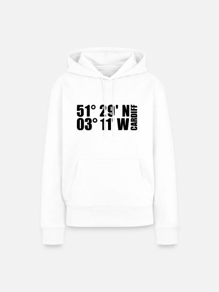 Cardiff Koordinaten - Frauen Premium Bio Hoodie - Weiß