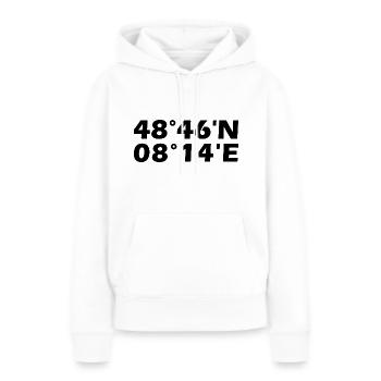 Baden-Baden Koordinaten - Frauen Premium Bio Hoodie - Weiß - Vorne - Julia (174cm)
