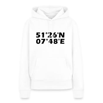 Coordonnées de Menden (Sauerland) - Sweat à capuche Premium bio Femme - blanc - Devant - Julia (174cm)