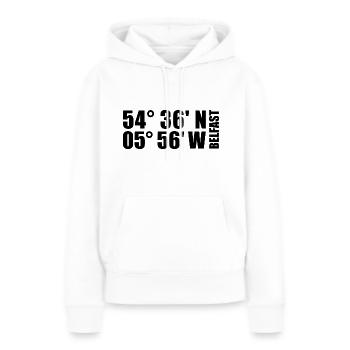Coordonnées de Belfast - Sweat à capuche Premium bio Femme - blanc - Devant - Julia (174cm)