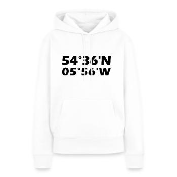 Coordonnées de Belfast - Sweat à capuche Premium bio Femme - blanc - Devant - Julia (174cm)