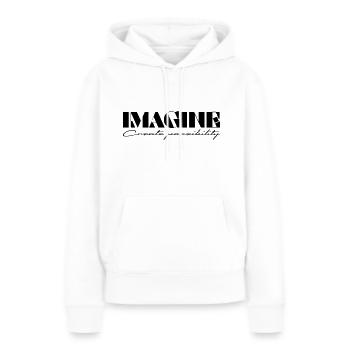 Imagine Créer une possibilité - Sweat à capuche Premium bio Femme - blanc - Devant - Julia (174cm)