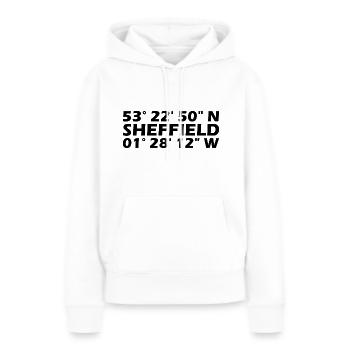 Coordonnées de Sheffield - Sweat à capuche Premium bio Femme - blanc - Devant - Julia (174cm)