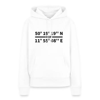 Hof Koordinaten - Frauen Premium Bio Hoodie - Weiß - Vorne - Julia (174cm)
