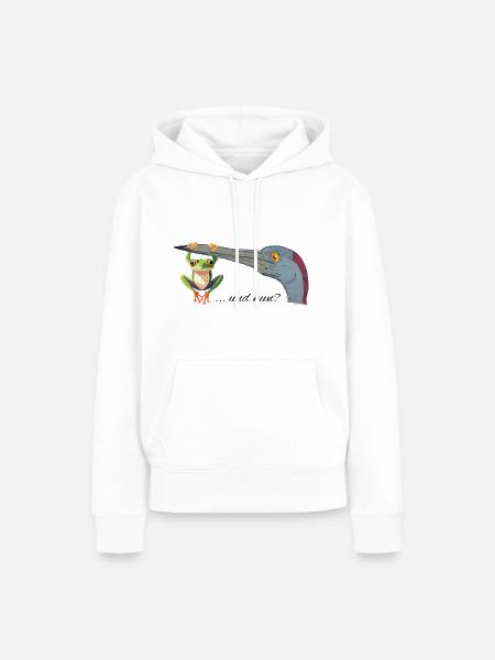 Frosch am Schnabel - Frauen Premium Bio Hoodie - Weiß