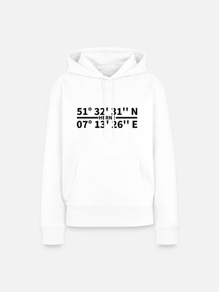 Herne Koordinaten - Frauen Premium Bio Hoodie - Weiß