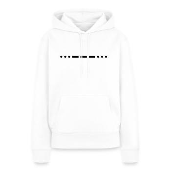 Code Morse SOS - Sweat à capuche Premium bio Femme - blanc - Devant - Julia (174cm)
