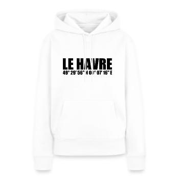 Le Havre Koordinaten - Frauen Premium Bio Hoodie - Weiß - Vorne - Julia (174cm)