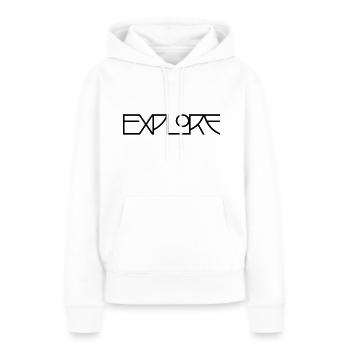 explore - Frauen Premium Bio Hoodie - Weiß - Vorne - Julia (174cm)