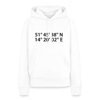 Coordonnées de Cottbus - Sweat à capuche Premium bio Femme - blanc - Devant - Julia (174cm)