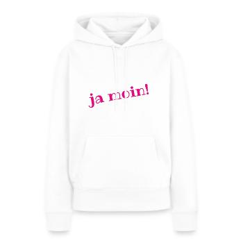 Ja Moin! - Guten Morgen - Nordsee - Ostsee - Anker - Frauen Premium Bio Hoodie - Weiß - Vorne - Julia (174cm)