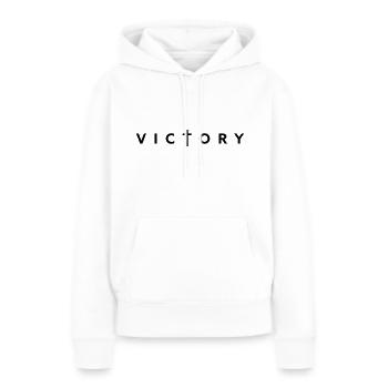 Victoire - Sweat à capuche Premium bio Femme - blanc - Devant - Julia (174cm)
