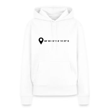 Baden-Baden Koordinaten - Frauen Premium Bio Hoodie - Weiß - Vorne - Julia (174cm)