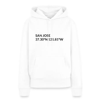 San Jose California USA Koordinaten - Frauen Premium Bio Hoodie - Weiß - Vorne - Julia (174cm)