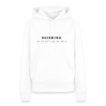 Les coordonnées de Duisbourg - Sweat à capuche Premium bio Femme - blanc - Devant - Julia (174cm)