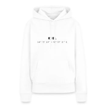 Coordonnées de Kiel - Sweat à capuche Premium bio Femme - blanc - Devant - Julia (174cm)