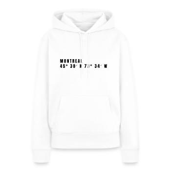 Montréal, Canada Coordonnées - Sweat à capuche Premium bio Femme - blanc - Devant - Julia (174cm)