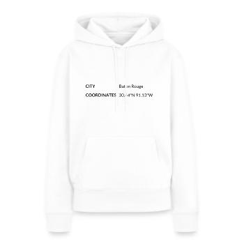 les coordonnées de Baton Rouge, Louisiane, États-Unis - Sweat à capuche Premium bio Femme - blanc - Devant - Julia (174cm)